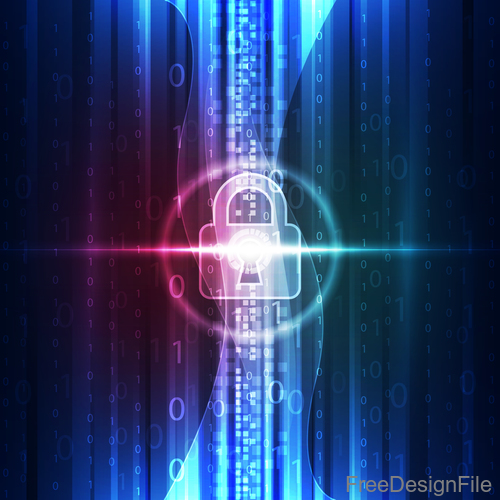 lock with electric technology background vector 02
