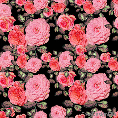 rose seamless pattern vintage vector 02