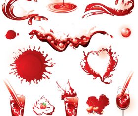 strawberry drink splashes illustration vector