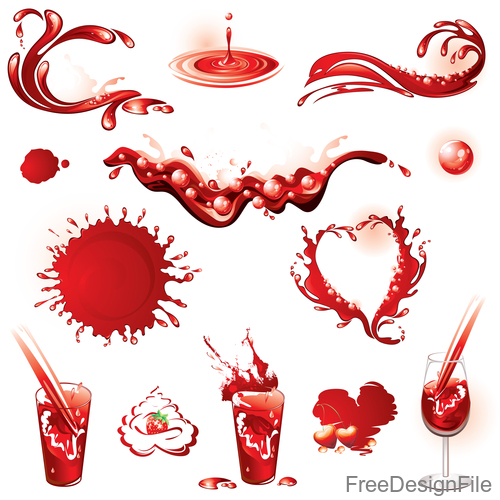 strawberry drink splashes illustration vector