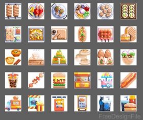 street food flat icons