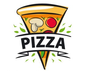 Pizza slice and wooden background vector free download