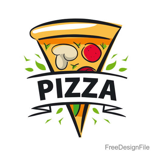 Vector Logo Slice Of Pizza And Ribbon Free Download