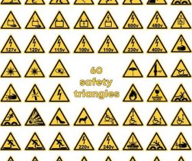 60 safety triangles sign vector