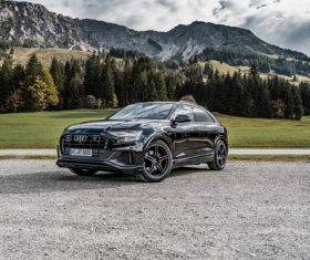 Audi Q8 2019 black car Stock Photo