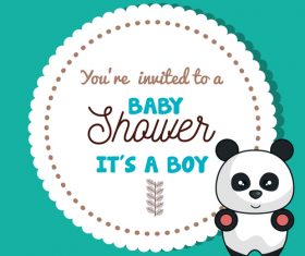 Baby shower card round design vectors 01