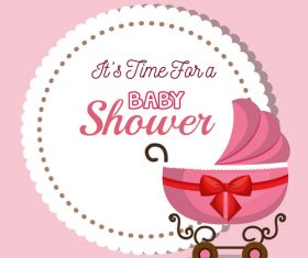 Baby shower card round design vectors 02