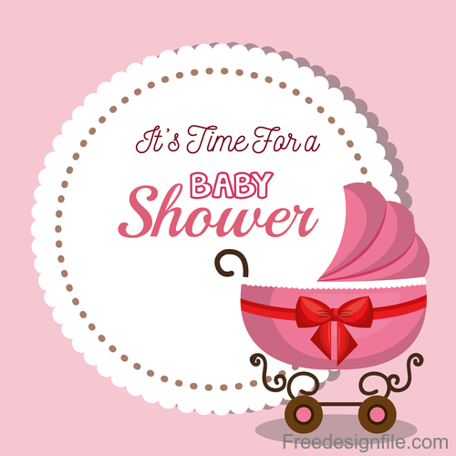 Baby shower card round design vectors 02