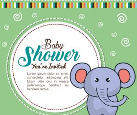 Baby shower card round design vectors 04