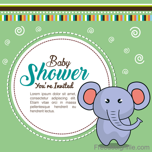 Baby shower card round design vectors 04