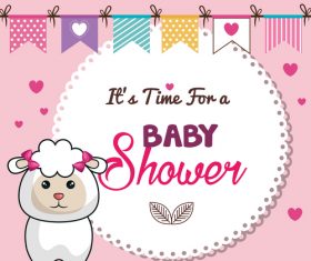 Baby shower card round design vectors 05