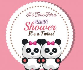 Baby shower card round design vectors 06