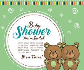 Baby shower card round design vectors 07