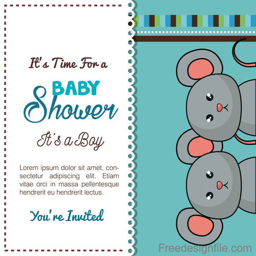 Baby shower vertical card template vector 01
