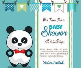 Baby shower vertical card template vector 02