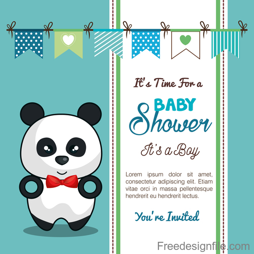 Baby shower vertical card template vector 02