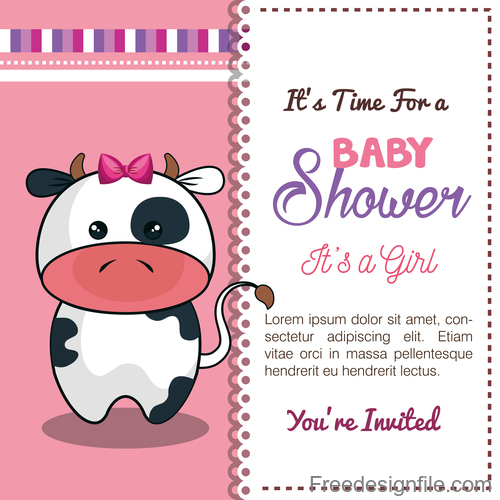Baby shower vertical card template vector 03