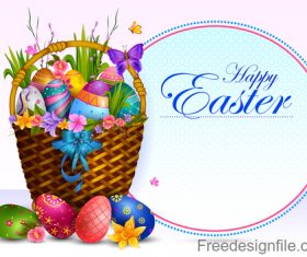 Basket with easter egg and easter card vector