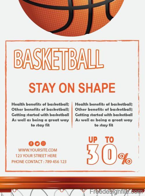 Basketball flyer temptlate vector design