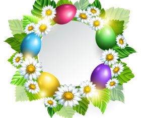 Beautiful easter wreath with easter egg vector 01
