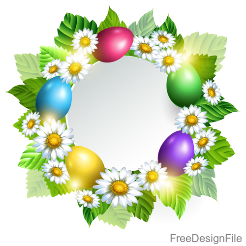 Beautiful easter wreath with easter egg vector 01