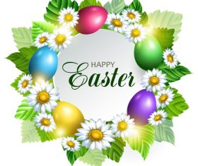 Beautiful easter wreath with easter egg vector 02