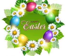 Beautiful easter wreath with easter egg vector 03