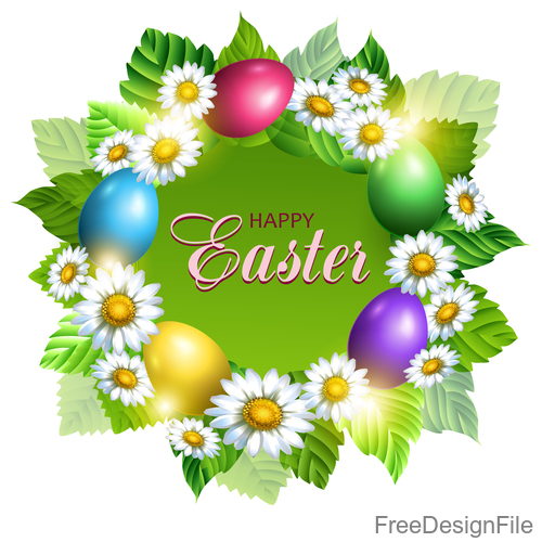 Beautiful easter wreath with easter egg vector 03