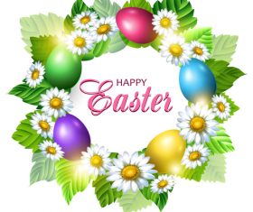 Beautiful easter wreath with easter egg vector 04