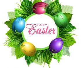 Beautiful easter wreath with easter egg vector 05