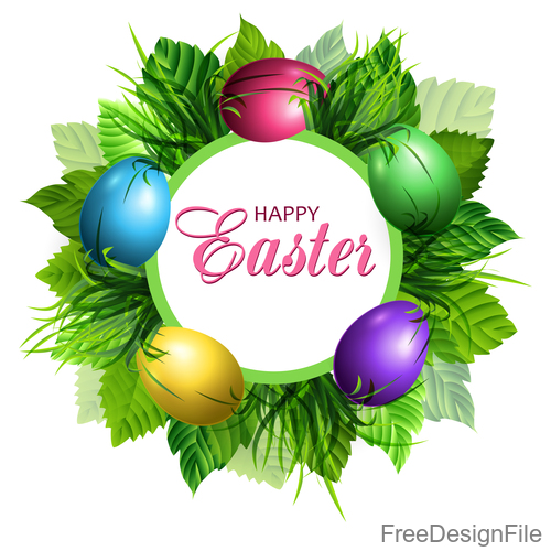Beautiful easter wreath with easter egg vector 05