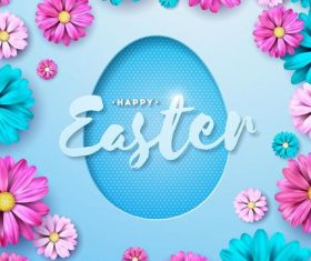 Beautiful flower with easter egg background vector