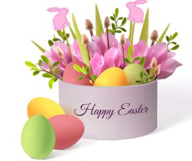 Beautiful flower with easter gift boxs vector