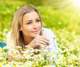 Beautiful women in nature Stock Photo 01