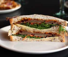 Beef sandwich breakfast Stock Photo