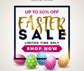 Beige easter sale poster design vector