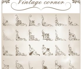 Big set corners ornaments design vector 05