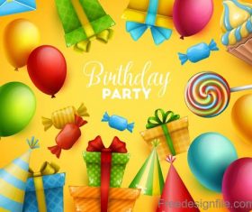 Birthday party background yellow style vector