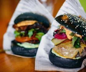 Black cheese burger Stock Photo