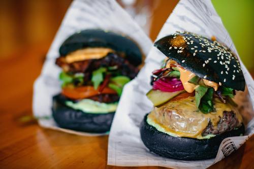 Black cheese burger Stock Photo