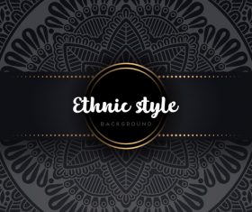 Black decor ethnic pattern background vector 04