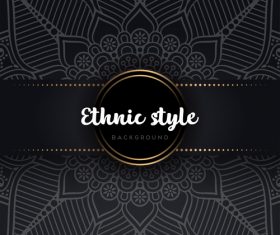 Black decor ethnic pattern background vector 05