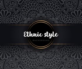 Black decor ethnic pattern background vector 06