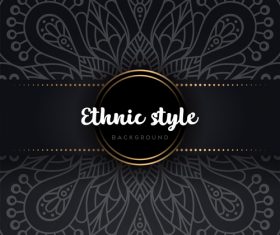 Black decor ethnic pattern background vector 07