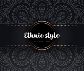 Black decor ethnic pattern background vector 08