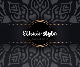 Black decor ethnic pattern background vector 09