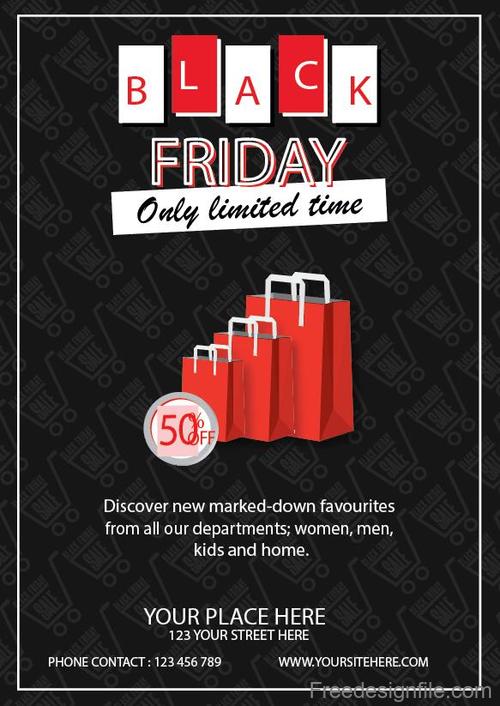 Black friday sale flyer template design vector 01 free download