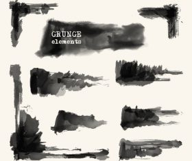 Black grunge ink splashes and stains vector 01