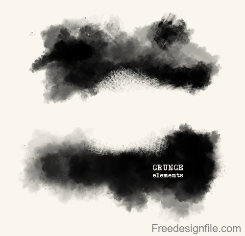 Black grunge ink splashes and stains vector 04