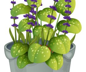 Blue with purple flower illustration vector